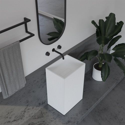 Раковина из искусственного камня Abber STEIN AS2503-H 50х40 напольная цвет белый без отверстий под смеситель - фото 2