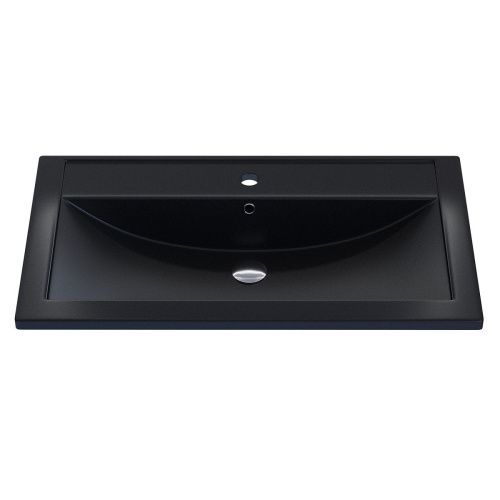 Раковина из искусственного камня Uperwood Foster Quartz 291030039 80х50 полувстраиваемая цвет черный - фото 4