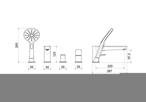 Смеситель Aquatek Бетта AQ1148BGM на борт ванны вороненая сталь - фото 2