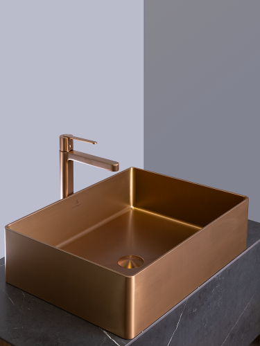 Раковина из нержавеющей стали AltroBagno Accordo AltroBagnoAccordo001011RaSp 50х40 накладная цвет медь - фото 3