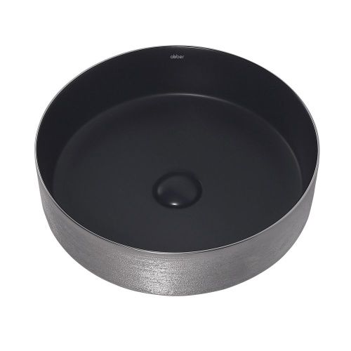 Раковина из сантехнического фаянса Abber BEQUEM AC2109BS 40х40 накладная цвет черный/серебро без отверстий под смеситель - фото 3