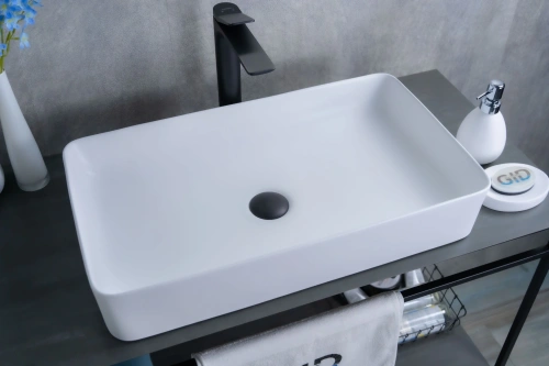 Раковина керамическая Gid Geométrico 51189 60х30 накладная цвет белый без отверстий под смеситель - фото 4