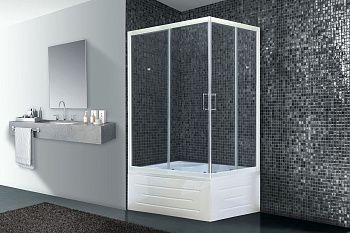 Душевой уголок Royal Bath BP RB8100BP-T-L 100х80 стекло прозрачное профиль белый с поддоном