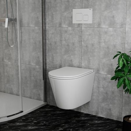 Унитаз подвесной Sintesi SIN-TS-SLR-182 белый безободковый с сиденьем микролифт душевой смыв