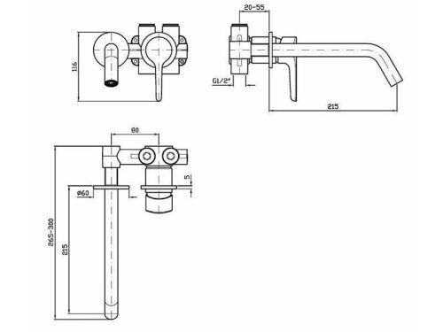 Смеситель для раковины ZUCCHETTI ZMM678 встраиваемый в стену хром - фото 2