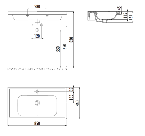 Раковина из сантехнического фарфора Creavit Obi OB085-00CB00E-0000 90х50 накладная цвет белый - фото 2