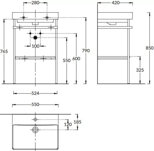 Консоль под раковину Kerama Marazzi PRO PRO.55.01\BLK.M 50х40 напольная цвет черный - фото 2