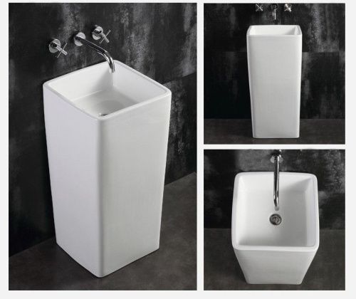 Раковина из сантехнического фаянса CeramaLux P7005 40х40 напольная цвет белый без отверстий под смеситель - фото 4