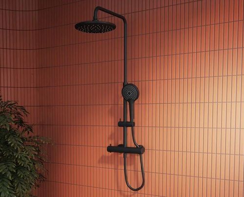 Душевая стойка Vitra Aquaheat A4720536EXP настенная цвет черный с термостатом - фото 2