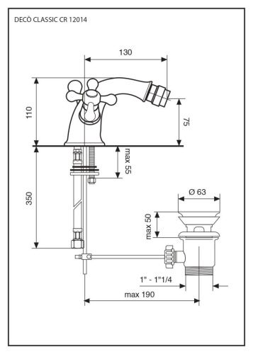 Смеситель Emmevi Deco Classic 12014/CR на биде хром - фото 2