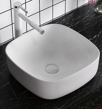 Раковина из сантехнического фарфора Cerutti SPA CR0010 40х40 накладная цвет белый без отверстий под смеситель