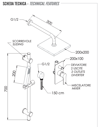 Душевая система Remer Energy EY09LS01O встраиваемая в стену цвет хром - фото 2