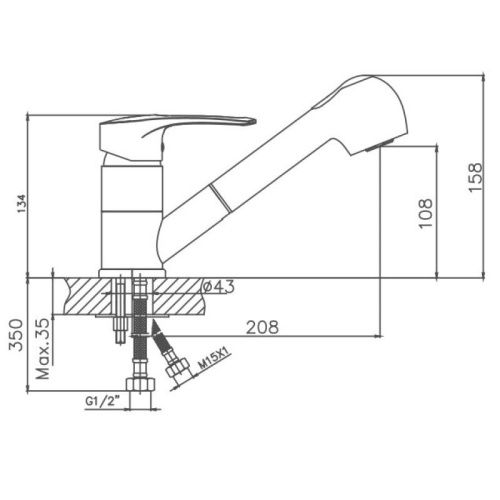 Смеситель для кухни Cron CN4766 на мойку хром - фото 3
