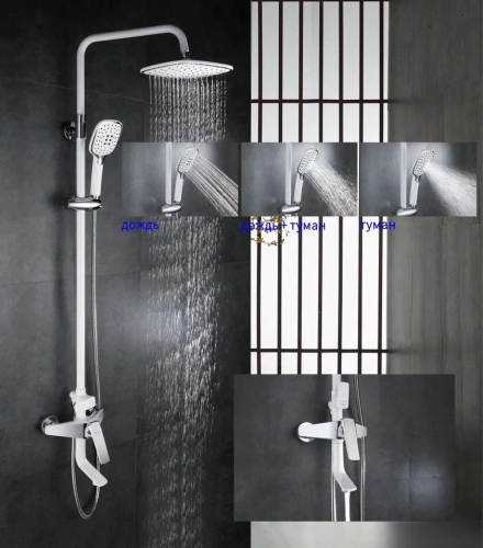 Душевая стойка Rose R1336F настенная цвет белый - фото 4