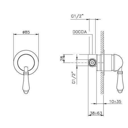 Встраиваемая часть для душа Nicolazzi Complementi 4006 (новый арт C4006)
