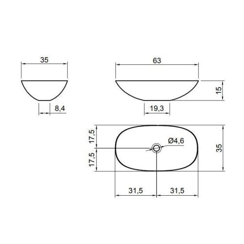 Раковина из искусственного камня Antonio Lupi Velo VELO63 Bianco 40 см накладная цвет белый без отверстий под смеситель - фото 2