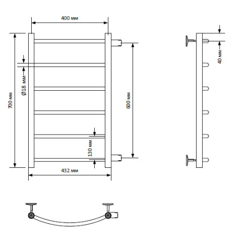 Полотенцесушитель Indigo Arc LASW70-40BR-б/п-60 48х70 водяной черный муар - фото 4