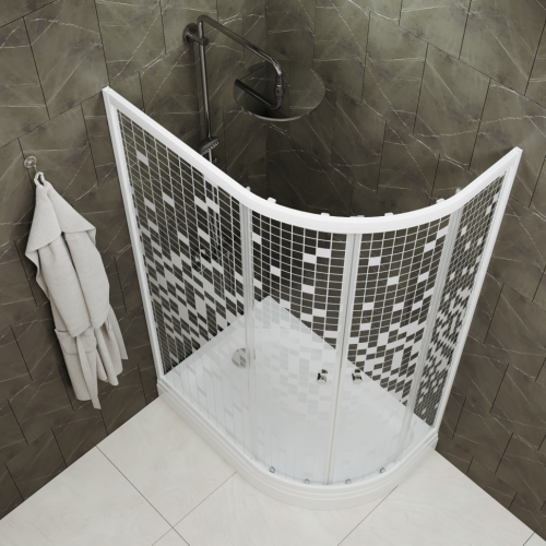 Душевой уголок Тритон Коралл Щ0000061780 120х80 стекло с рисунком профиль белый с поддоном - фото 4