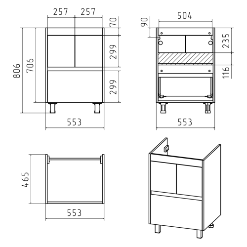 Тумба под раковину Misty Алиса Э-Али01058-0112Я 60х50 напольная цвет белый - фото 5