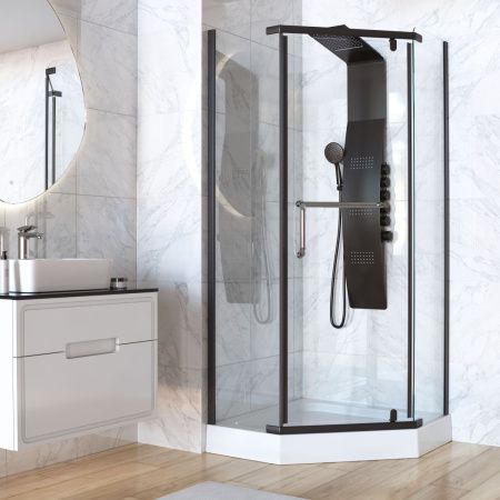 Душевой уголок Taliente TA-10103-1CB 100х100 стекло прозрачное профиль черный без поддона