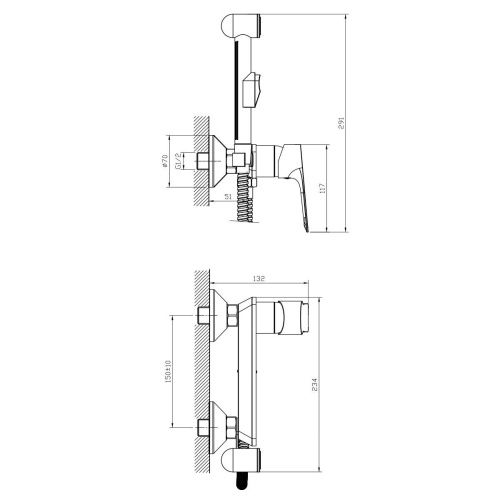 Гигиенический душ со смесителем Rossinka RS27 RS27-52 хром - фото 2