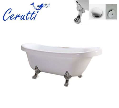 Ванна акриловая Cerutti SPA CT9323 160х75 отдельностоящая овальная с ножками - фото 4