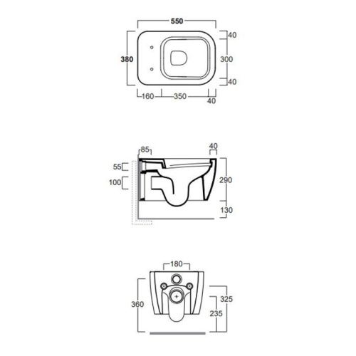 Чаша унитаза подвесная Simas Henges HE18 cemento matt цвет серый без сиденья безободковая каскадный смыв - фото 2