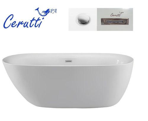 Ванна акриловая Cerutti SPA CT9901 160х75 отдельностоящая овальная с ножками - фото 4