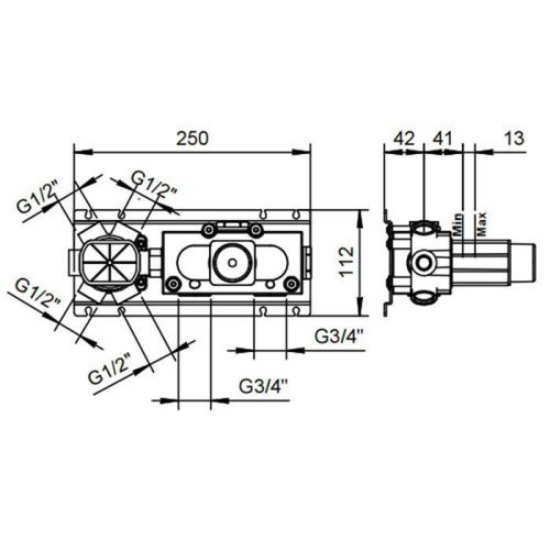 Внутренняя часть термостатического смесителя для душа, переключатель на 4 источника Fantini Aquadolce 19 00 D274A - фото 2