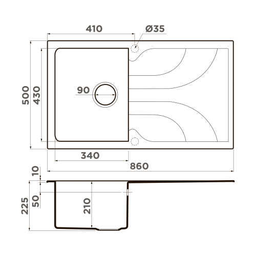 Кухонная мойка Omoikiri Yasugata 86 4993869 85х50 цвет бежевый - фото 2
