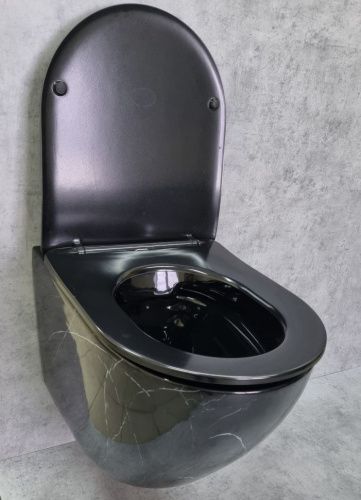 Унитаз подвесной CeramaLux 2212BM черный с сиденьем микролифт каскадный смыв - фото 4