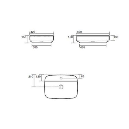 Раковина из сантехнического фарфора Kerasan Tribeca 514001*1 60х40 накладная цвет белый 1 отверстие под смеситель