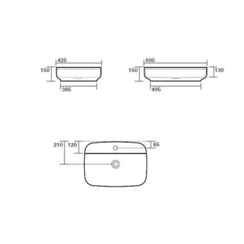 Раковина из сантехнического фарфора Kerasan Tribeca 514001*1 60х40 накладная цвет белый 1 отверстие под смеситель - фото 2