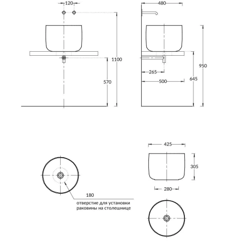 Раковина керамическая Kerama Marazzi MAGICA MA.wb.42 40х40 накладная цвет белый без отверстий под смеситель - фото 2