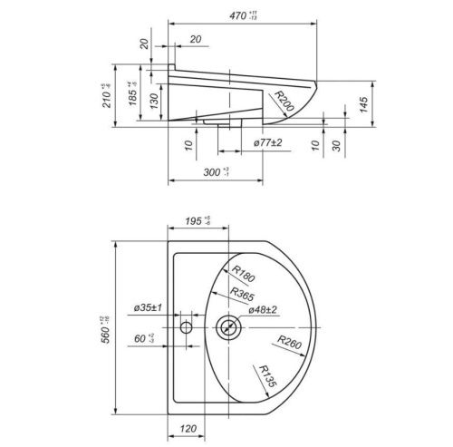 Раковина керамическая Onika Арго 605501 60х50 накладная цвет белый 1 отверстие под смеситель - фото 3