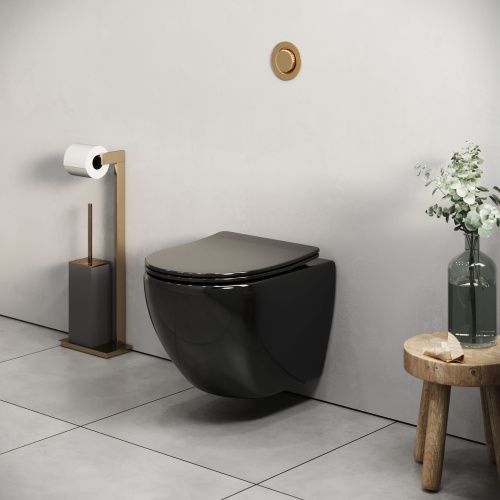 Унитаз подвесной Grossman Color GR-4455BS черный с сиденьем безободковый каскадный смыв - фото 5