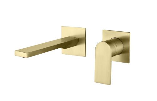 Смеситель для раковины AQG Alpha 01ALC180OC встраиваемый в стену золото