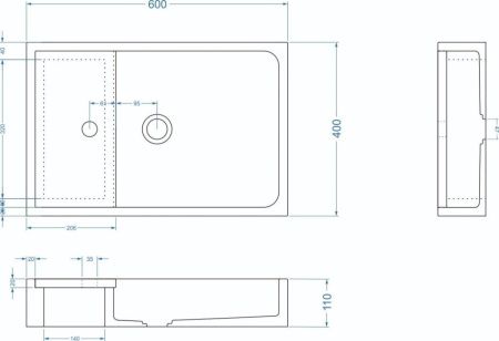 Раковина из искусственного камня Uperwood Piter 291020319 60х40 накладная цвет черный