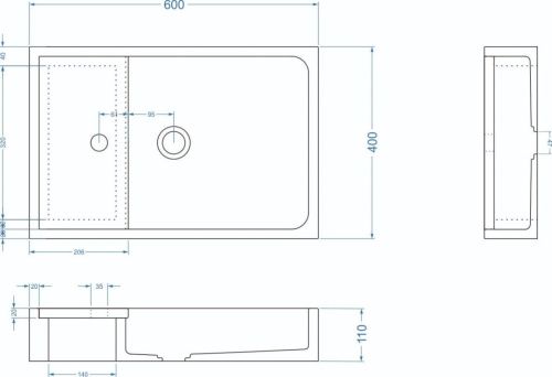 Раковина из искусственного камня Uperwood Piter 291020319 60х40 накладная цвет черный - фото 2