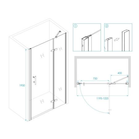 Душевая дверь RGW Passage 41080712-84R 120х195 стекло прозрачное профиль черный
