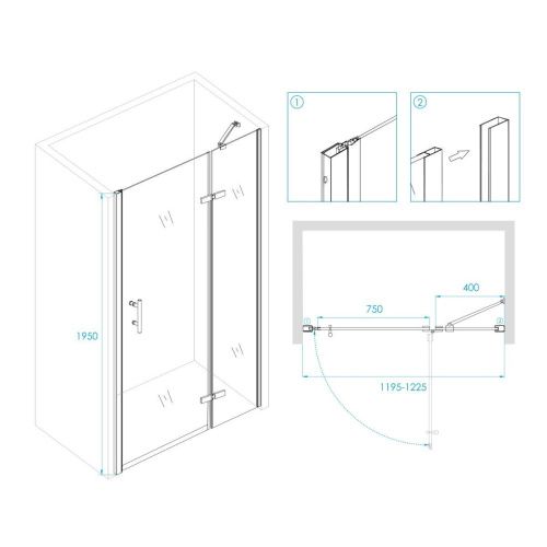 Душевая дверь RGW Passage 41080712-84R 120х195 стекло прозрачное профиль черный - фото 2