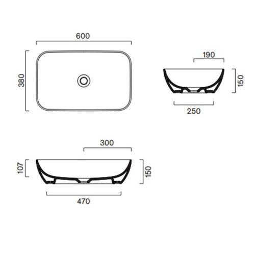 Раковина керамическая Catalano Green 422610001 60 см накладная цвет белый без отверстий под смеситель - фото 2