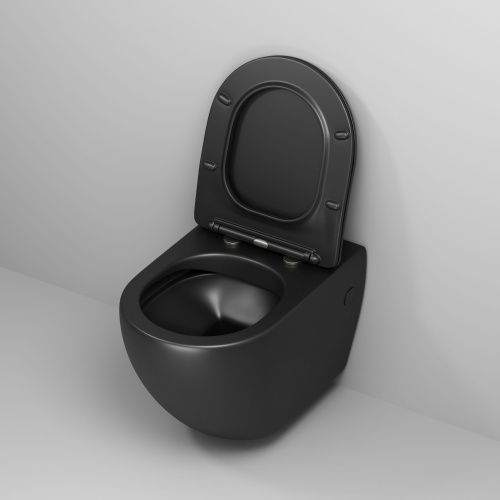 Унитаз подвесной Grossman Color GR-4411BMS черный с сиденьем безободковый каскадный смыв - фото 4