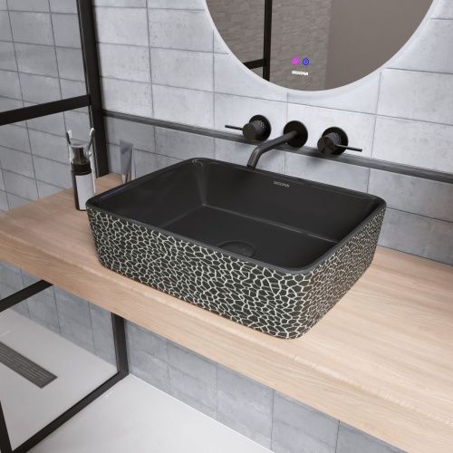 Раковина из сантехнического фаянса Grossman Color GR-3016BBL 50х40 накладная цвет черный без отверстий под смеситель - фото 2