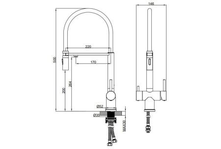 Смеситель для кухни AltroBagno Flusso AltroBagnoFlusso050206BC на мойку медь