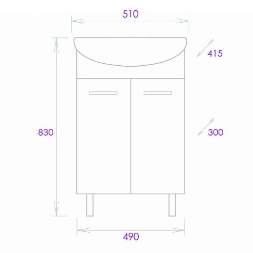 Тумба под раковину Onika Коралл 105032 50х30 напольная цвет белый - фото 3