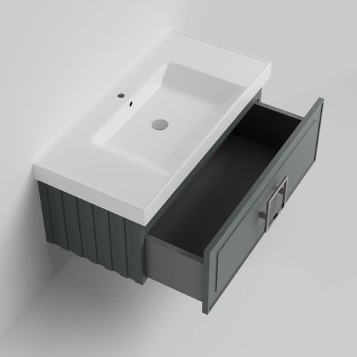 Тумба с раковиной La Fenice CUBO NFNC-01-CUB-G-100-1-100 100х50 подвесная цвет серый - фото 2