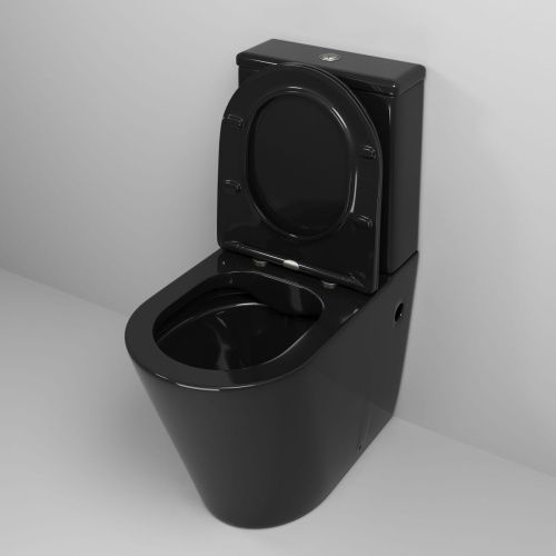 Унитаз напольный с бачком Grossman Color GR-4480BS черный с сиденьем микролифт безободковый каскадный смыв - фото 4
