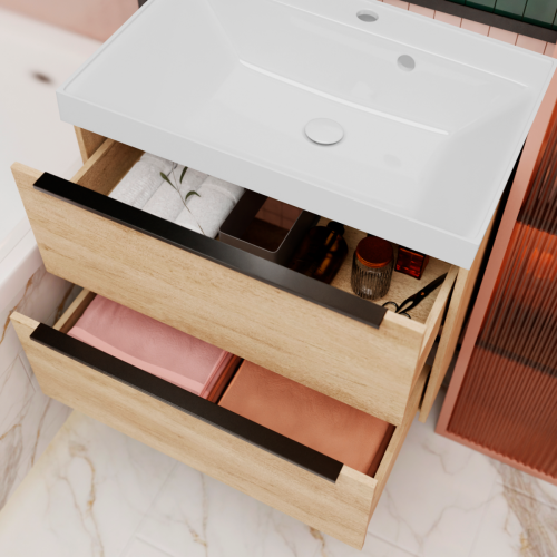 Тумба с раковиной La Fenice TESORO NFNC-01-TES-DNN-100-2-3-100 100х50 подвесная цвет коричневый - фото 2