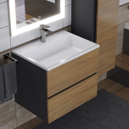 Тумба с раковиной Uperwood Barsa 2930205645 60х50 цвет коричневый/черный - фото 4